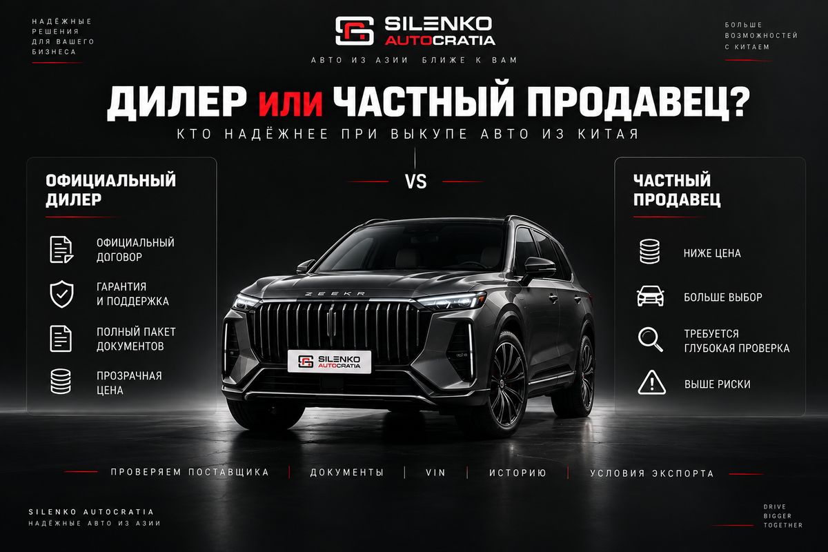 Официальный дилер или частный продавец в Китае при выкупе