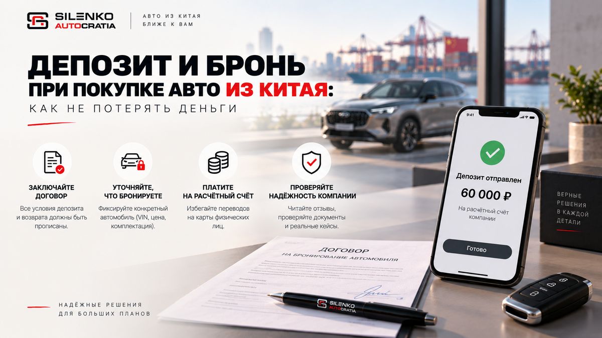 Депозит и бронь при покупке авто из Китая