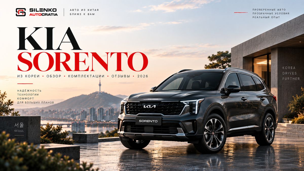 Kia Sorento из Кореи: обзор, комплектации, отзывы 2026