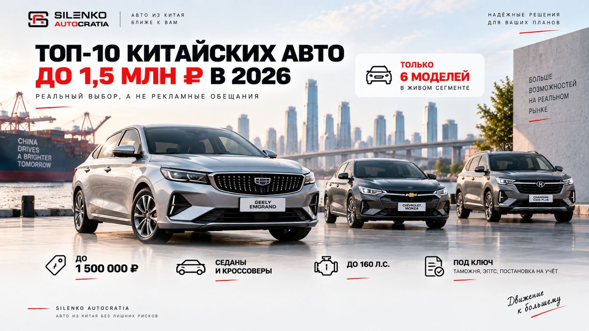 Топ-10 китайских авто до 1,5 млн рублей