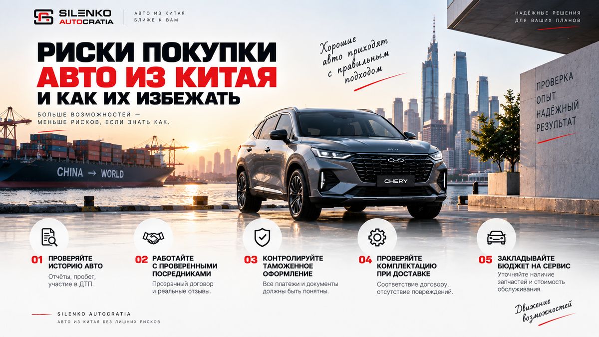 Риски покупки авто из Китая и как их избежать