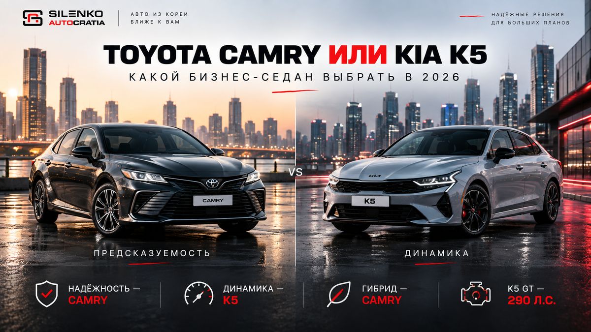 Toyota Camry и Kia K5 — сравнение бизнес-седанов